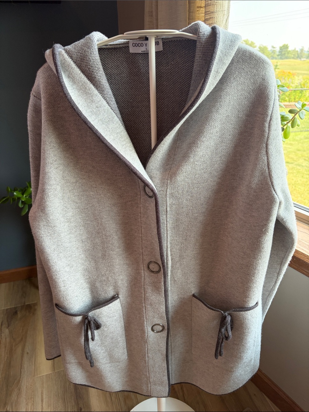 Coco Y Club Gray Hooded Knit Coatigan
